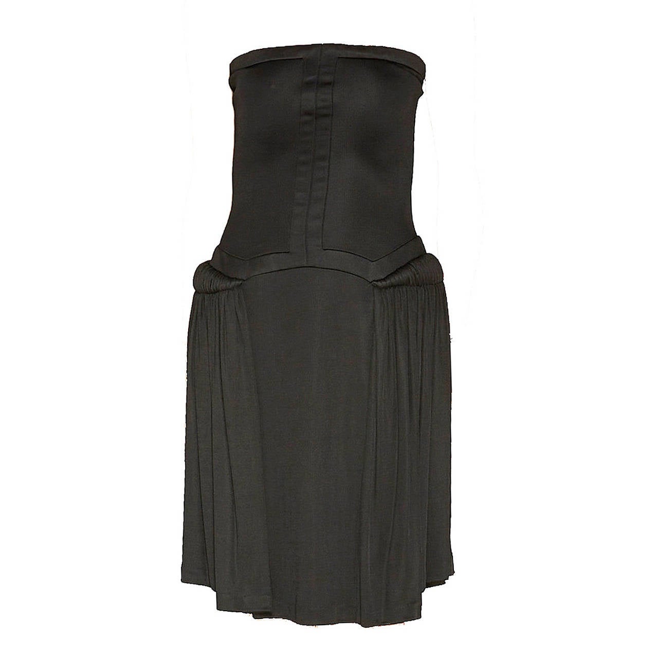Balenciaga Black Viscose Strapless Dress, FR 36