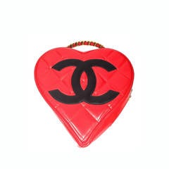Chanel Red Patent Leather CC Heart Handbag