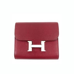 Hermes Constance Short Wallet in Red Epsom Leather & Palladium Hardware