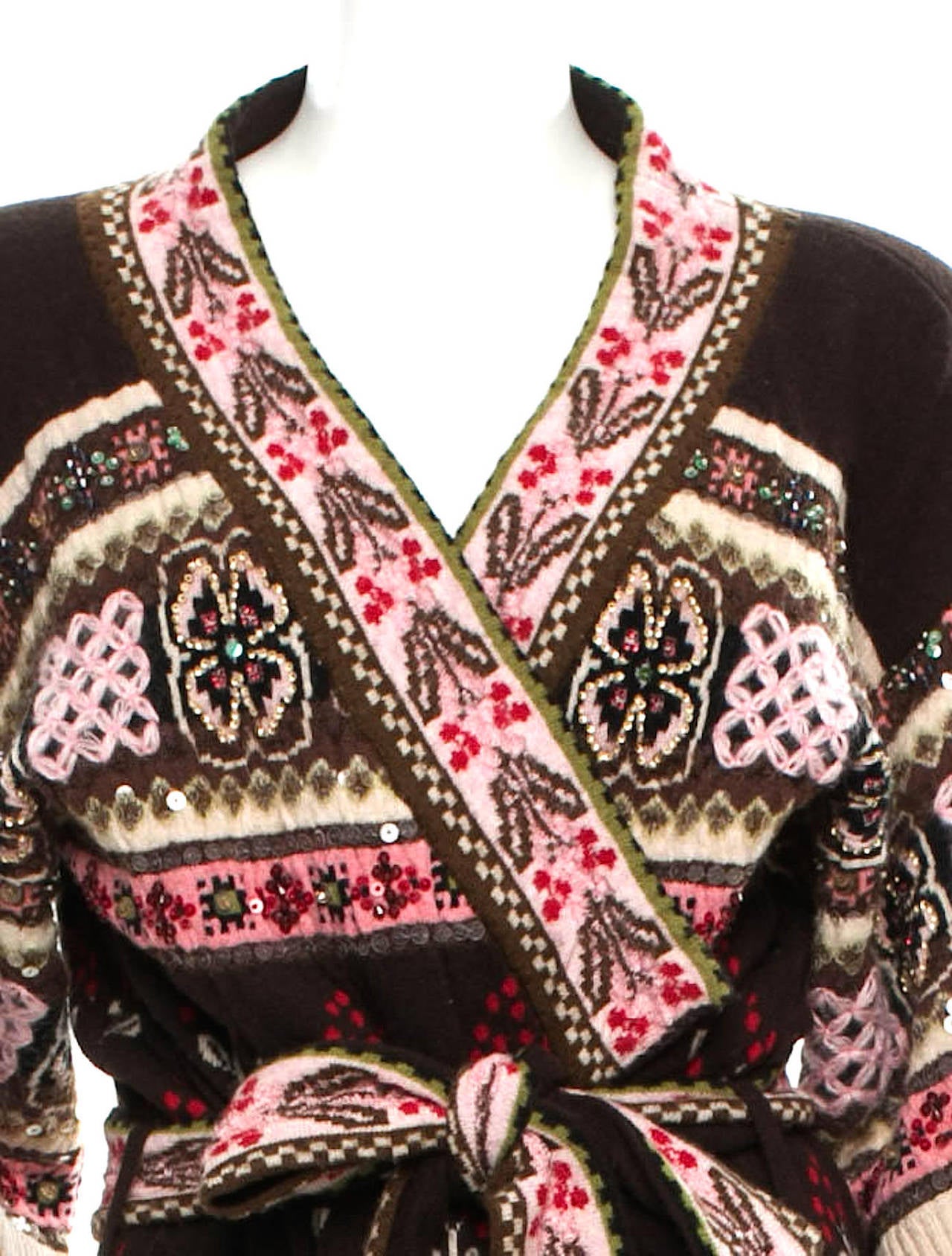 Women's Kenzo Vintage Belted Cardigan Sweater For Sale