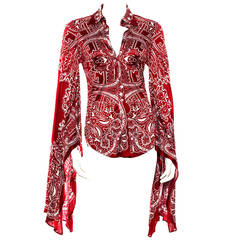 Gucci Vintage Red Print Blouse, IT 40