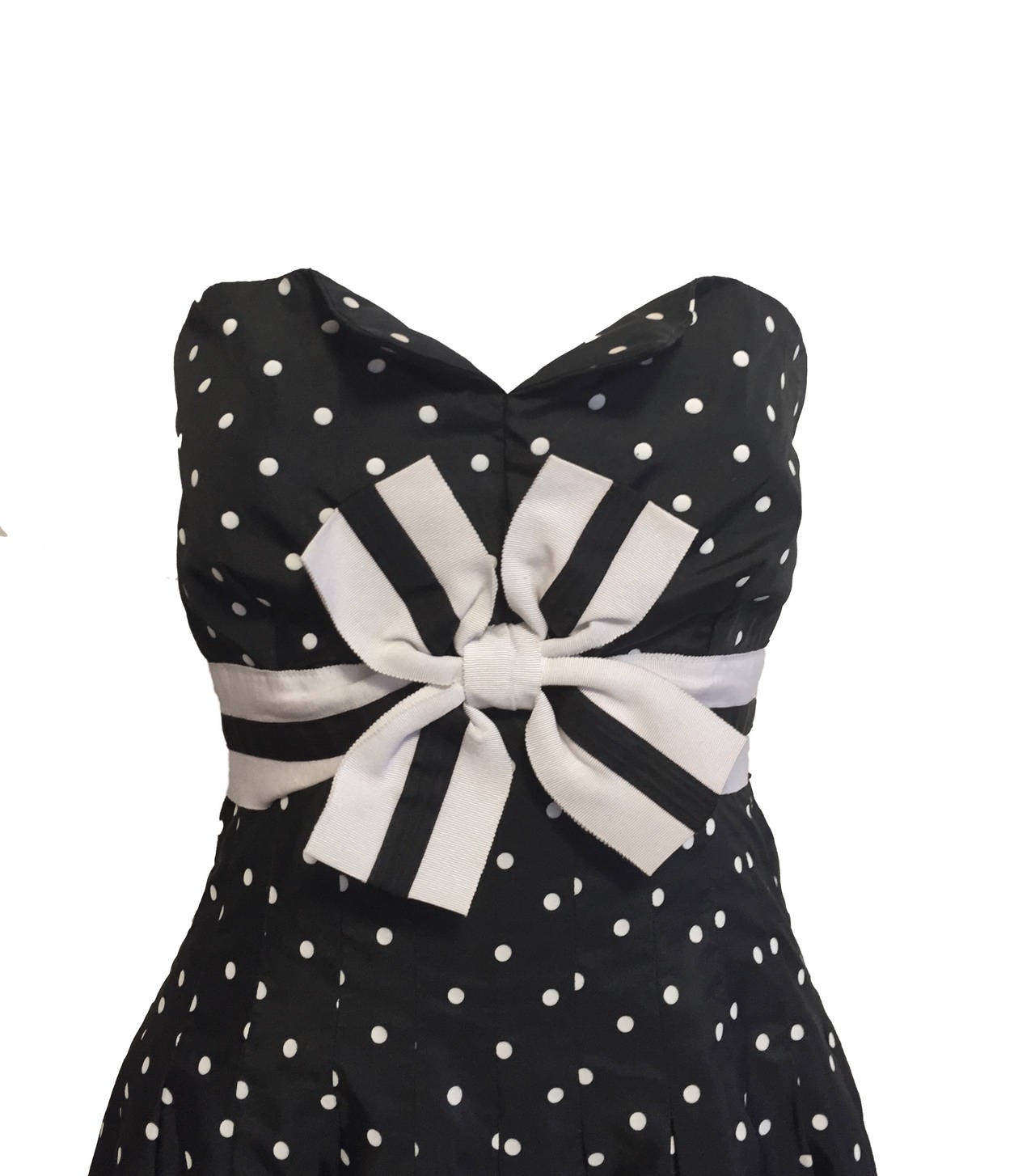 Victor Costa Famous Black & White Dot Dress In Good Condition For Sale In Bethesda, MD