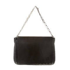 Paco Rabanne Black Leather Shoulder Bag With Chain Strap