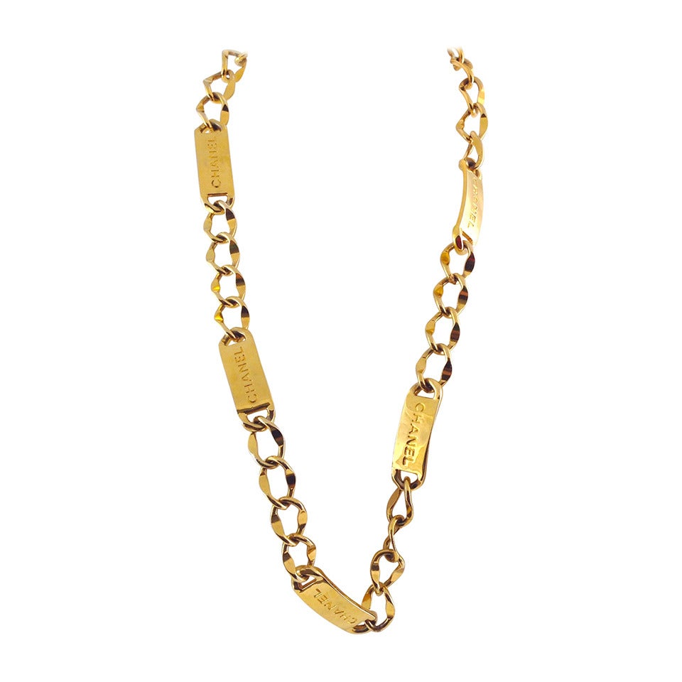 Chanel Vintage Gold-Tone Multi ID Chain Necklace or Belt, Circa 1980s For Sale