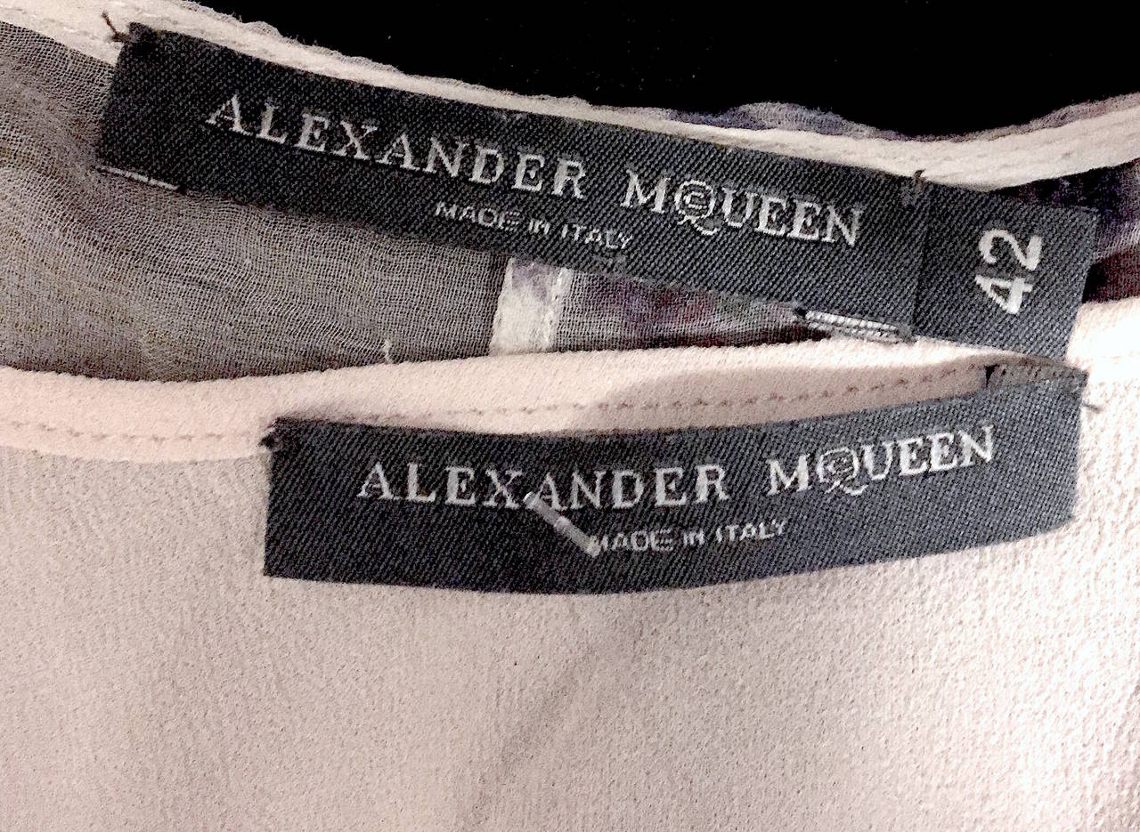 Alexander McQueen Semi-Sheer Silk Floral Blouse For Sale 2