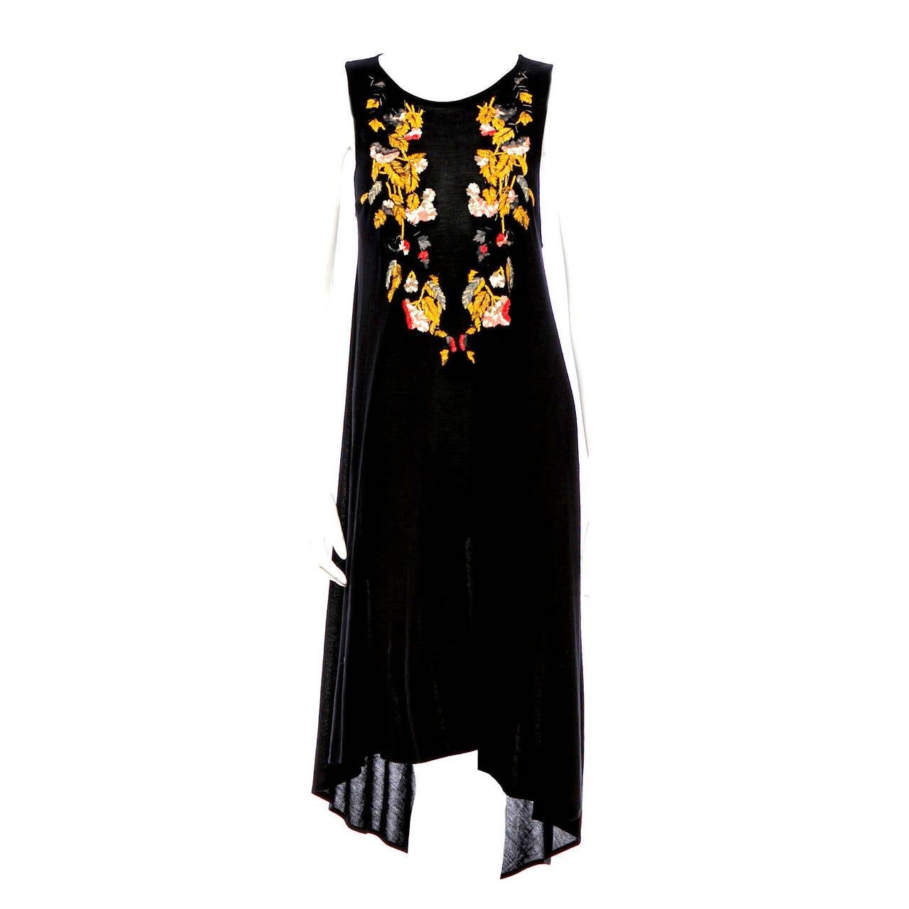 Alexander McQueen Folkloric Embroidered Black Dress SS 2011 For Sale