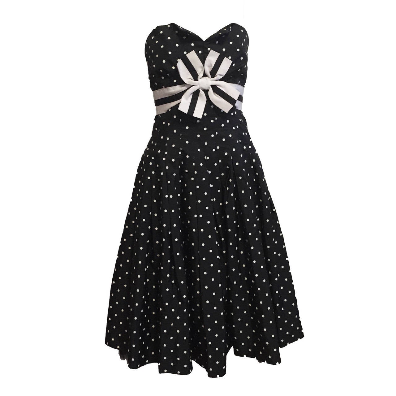 Victor Costa Famous Black & White Dot Dress For Sale