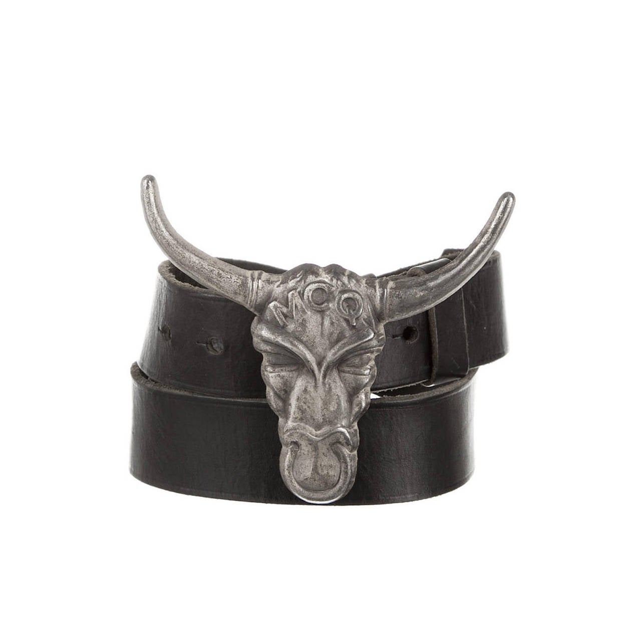 McQ by Alexander McQueen Black Belt with Bull Buckle