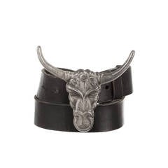 McQ by Alexander McQueen Black Belt with Bull Buckle