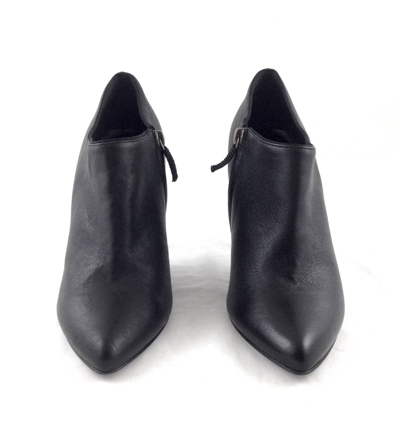 Lanvin Black Leather Ankle Boots In New Condition For Sale In Bethesda, MD