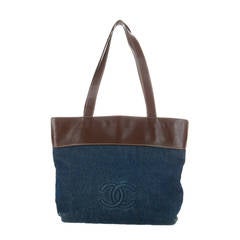 Chanel Vintage Denim and Leather Tote