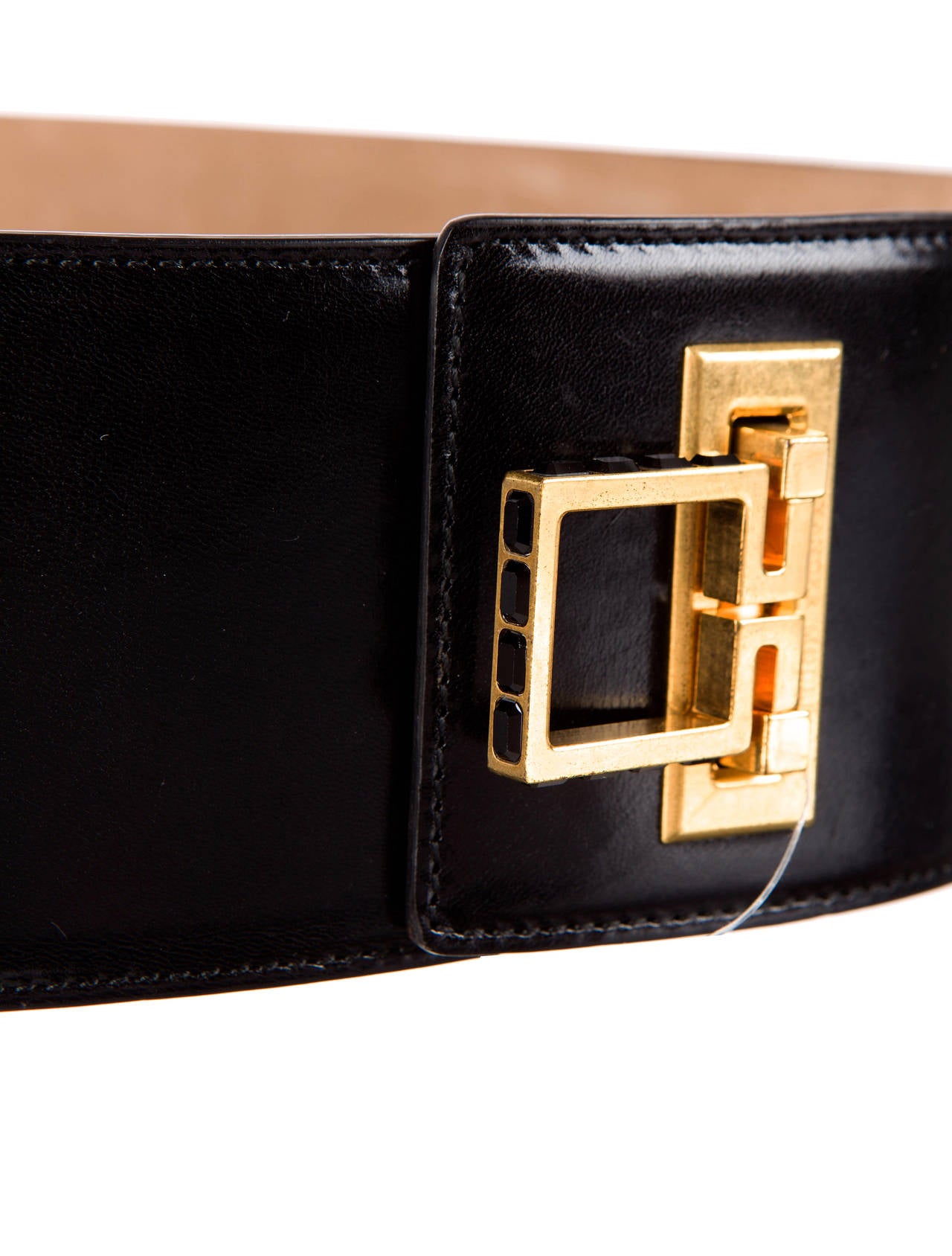 Alexander McQueen Wide Black Leather Belt In Excellent Condition For Sale In Bethesda, MD
