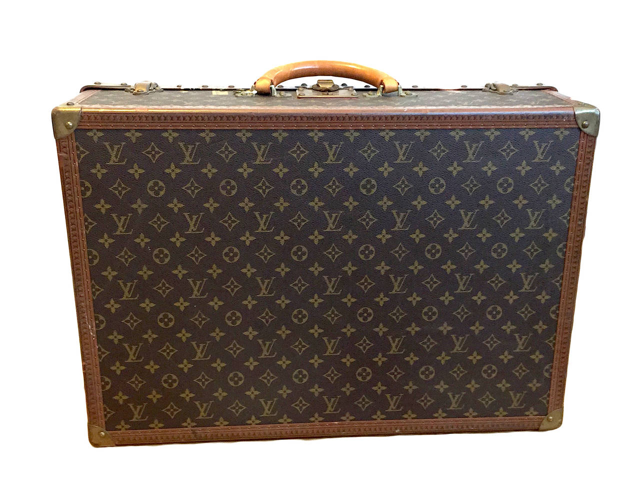 Women's or Men's Louis Vuitton Monogram Alzer 60 Hard Trunk Suitcase Circa 1950s