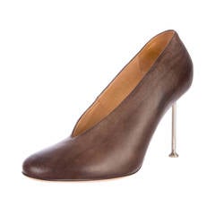 Used Maison Martin Margiela Brown Leather Pumps, IT 40