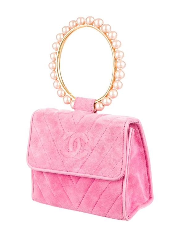 Chanel Logo Pearl Handle Bag
