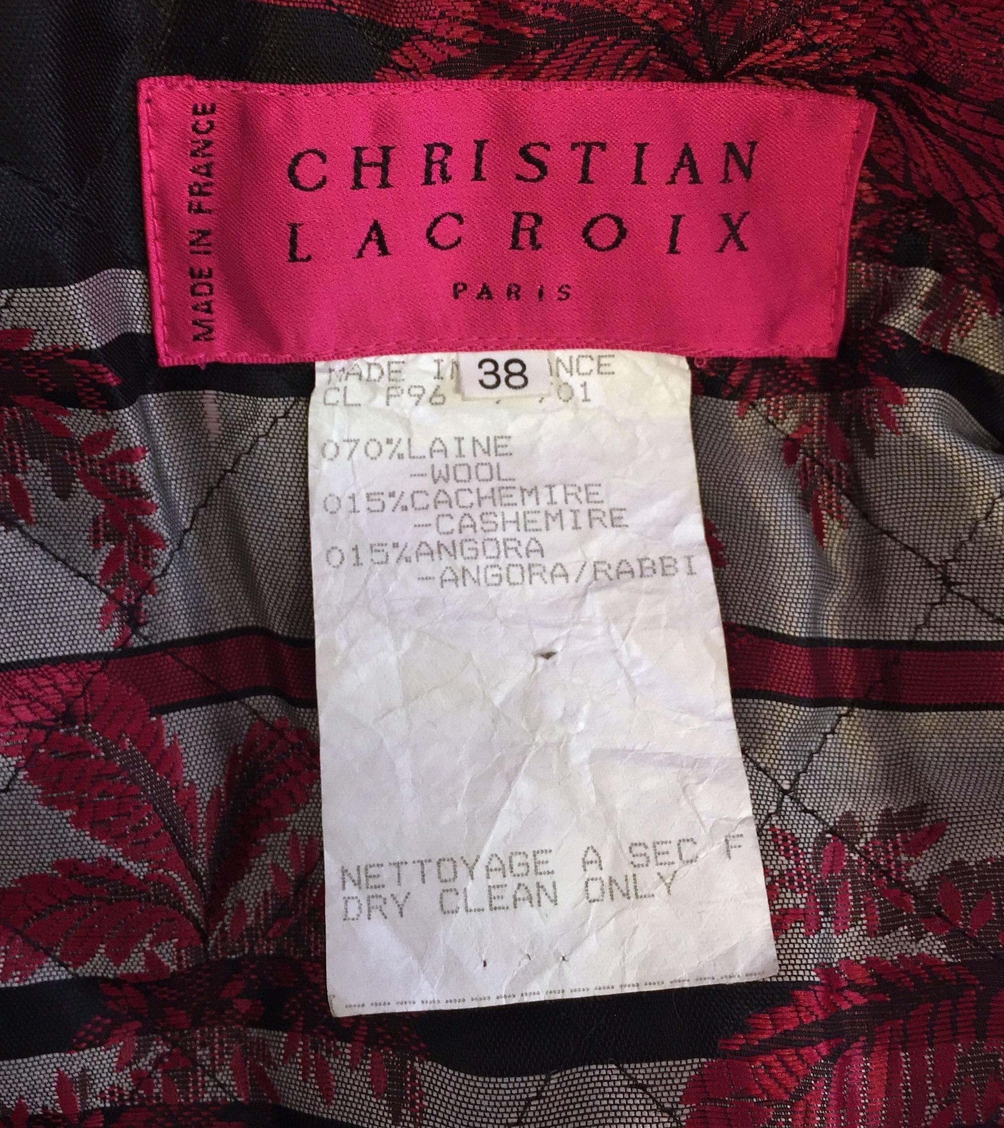 Elegant Christian Lacroix Wool Coat With Embroidery, 1980s For Sale 2