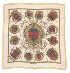 Festive Vintage Hermes Silk Scarf "Les Armes De Paris" 1954