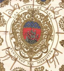 Festive Vintage Hermes Silk Scarf "Les Armes De Paris" 1954