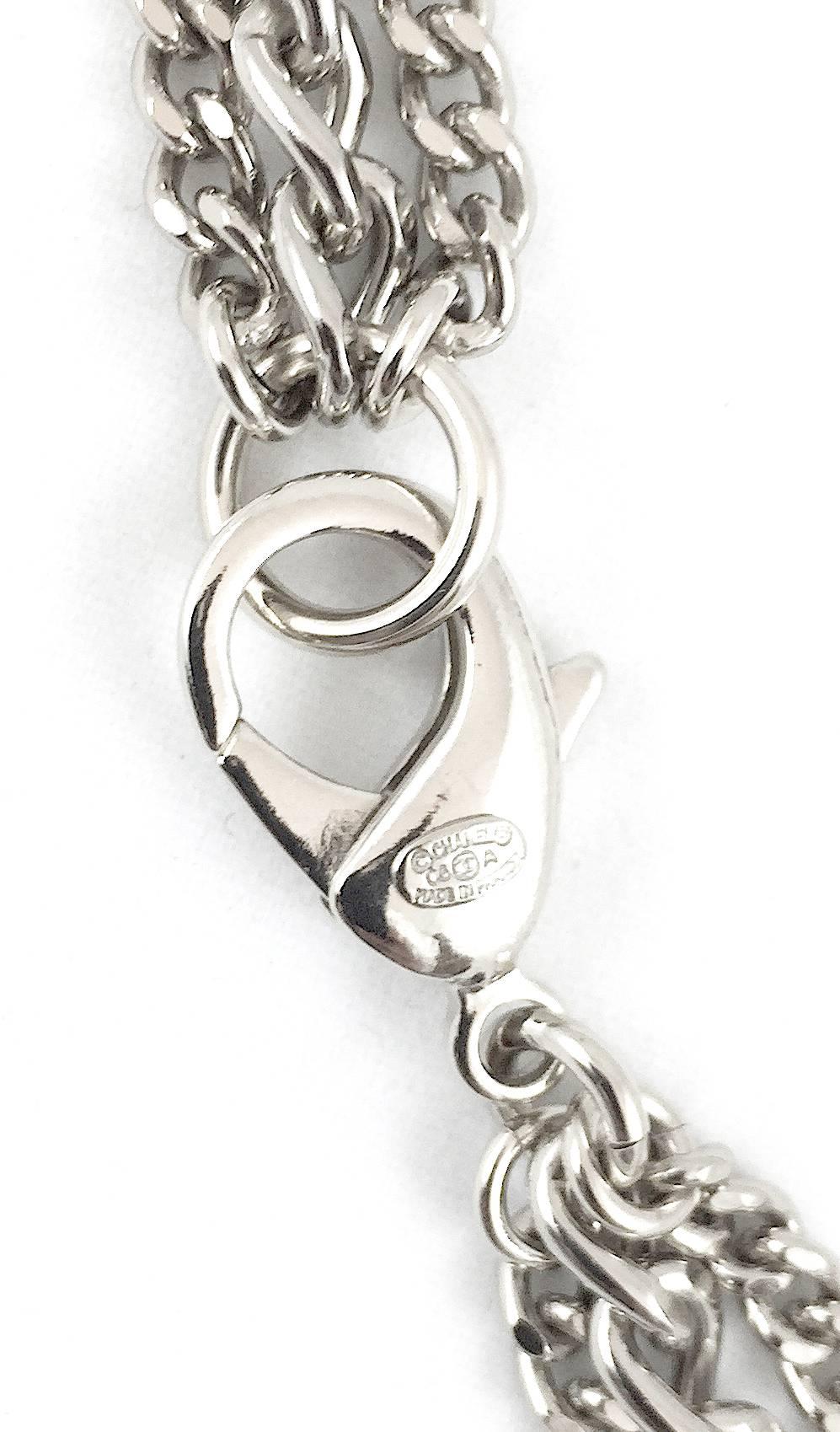Rare Chanel Silver-Tone Pearl Heart Sautoir Extra Long Necklace, 2006 For Sale 1