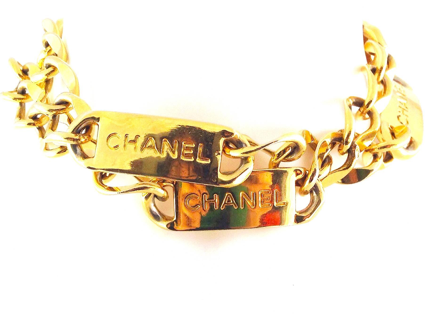 Chanel Vintage Gold-Tone Multi ID Chain Necklace or Belt, Circa 1980s For Sale 1