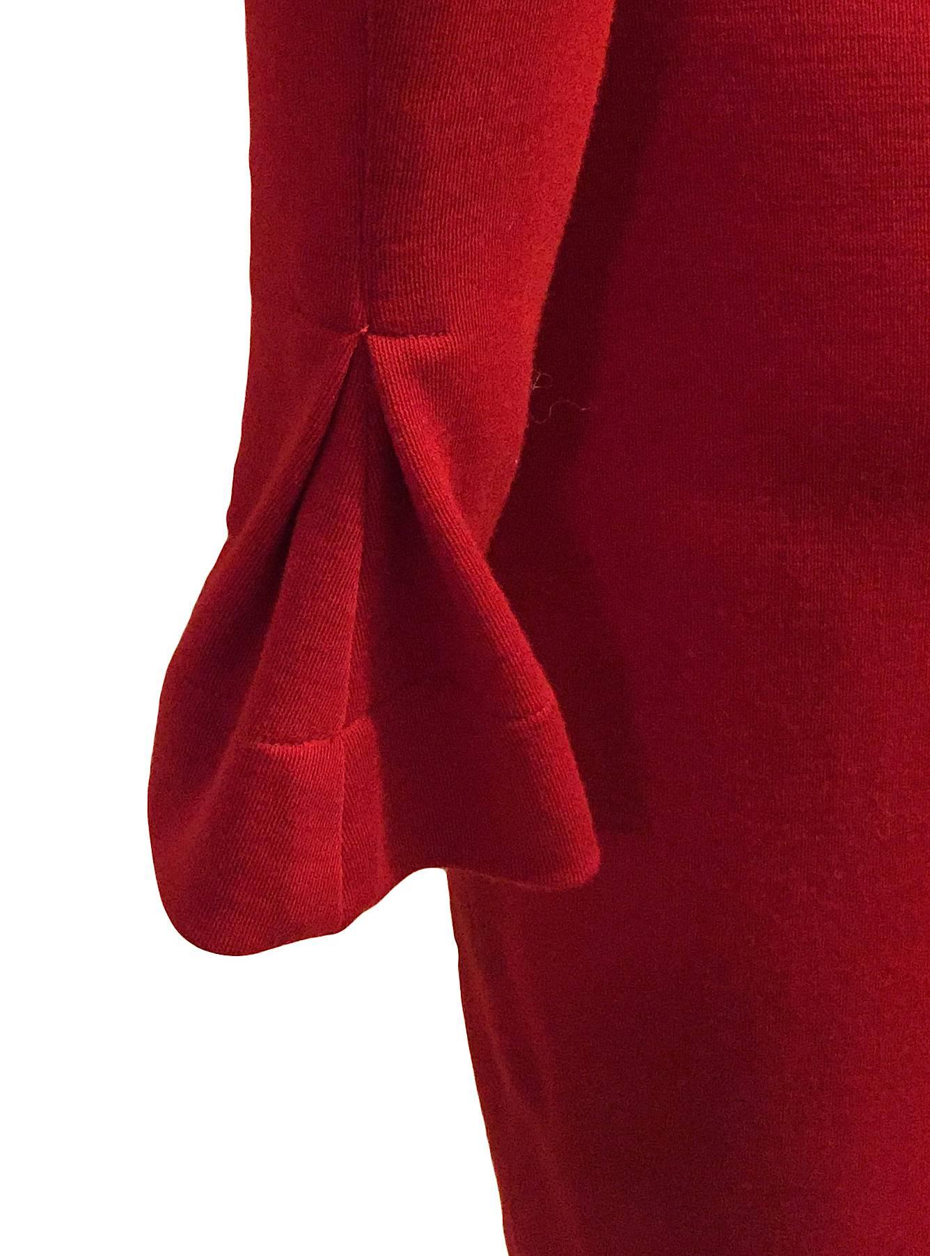 Women's Claude Montana Red Wool Dress, 1980s For Sale