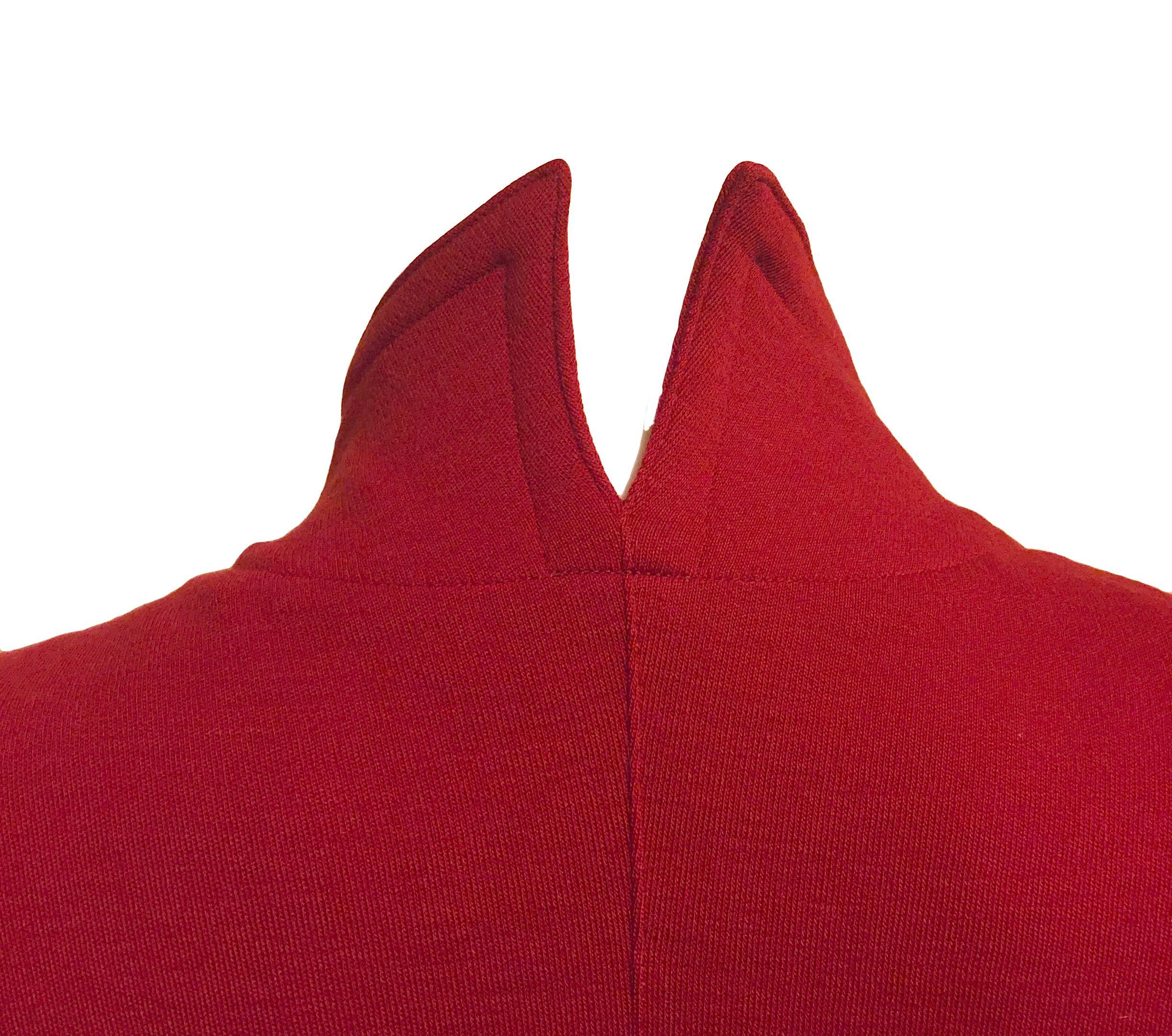 Claude Montana Red Wool Dress, 1980s For Sale 1