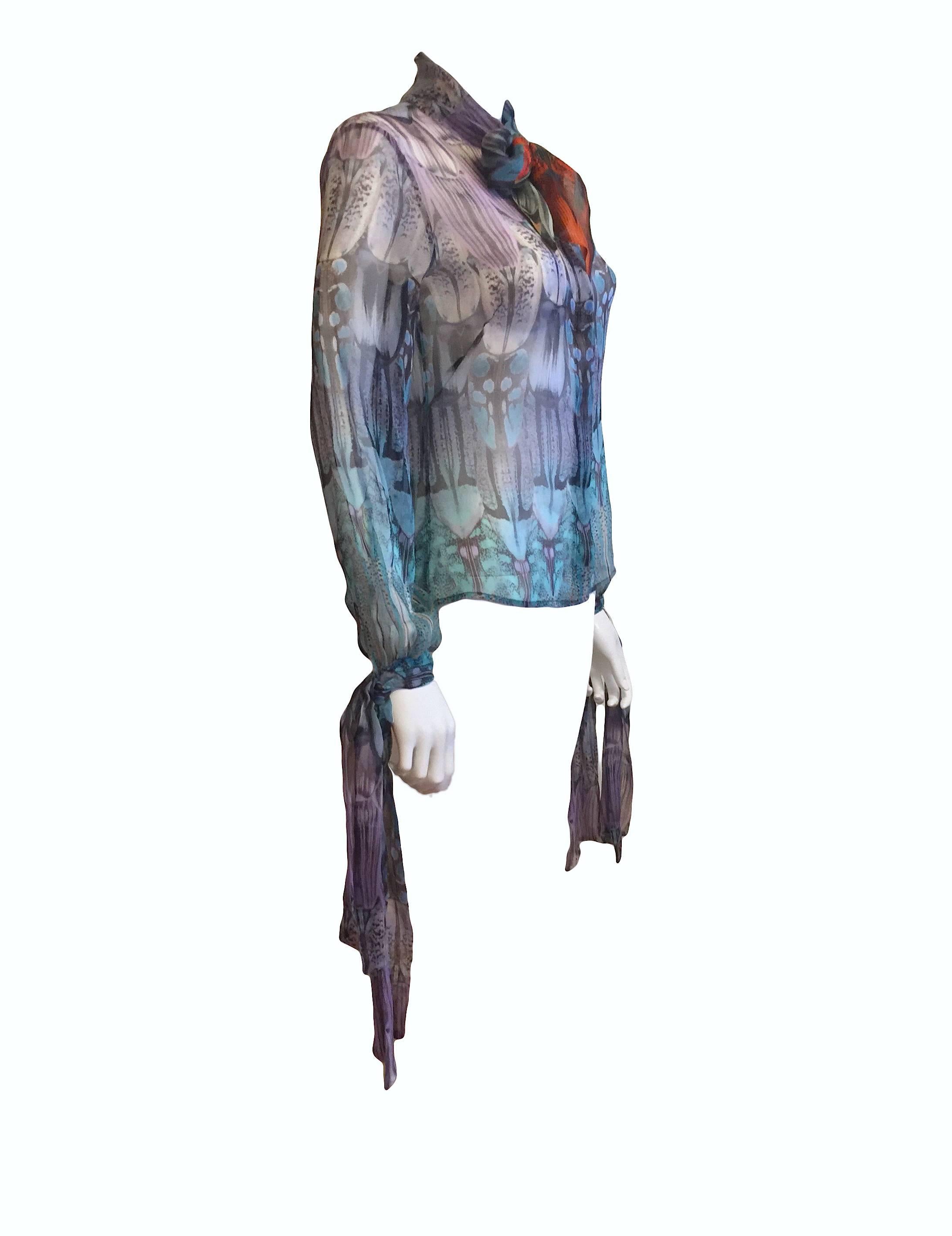 Alexander McQueen Sheer Blouse, Spring RTW 2008 In Excellent Condition For Sale In Bethesda, MD