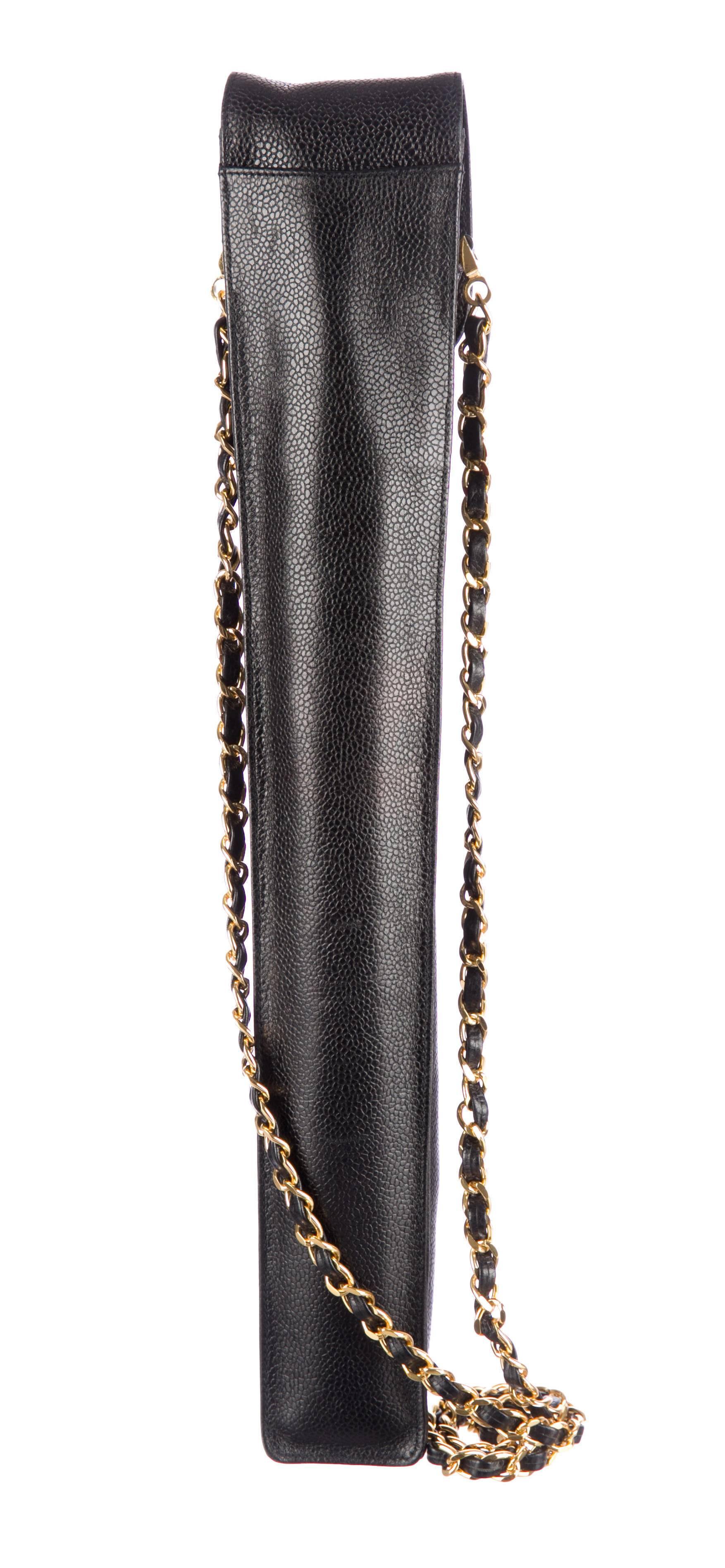 Women's Chanel Black Caviar Leather Umbrella Case, 1995 For Sale