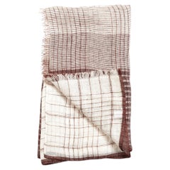 Auro White Maroon Brown Soft Linen Handwoven Artisanal Scarf