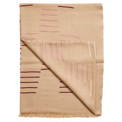 Maple Beige Hand Embroidered Hand Woven Modern Artisanal Scarf