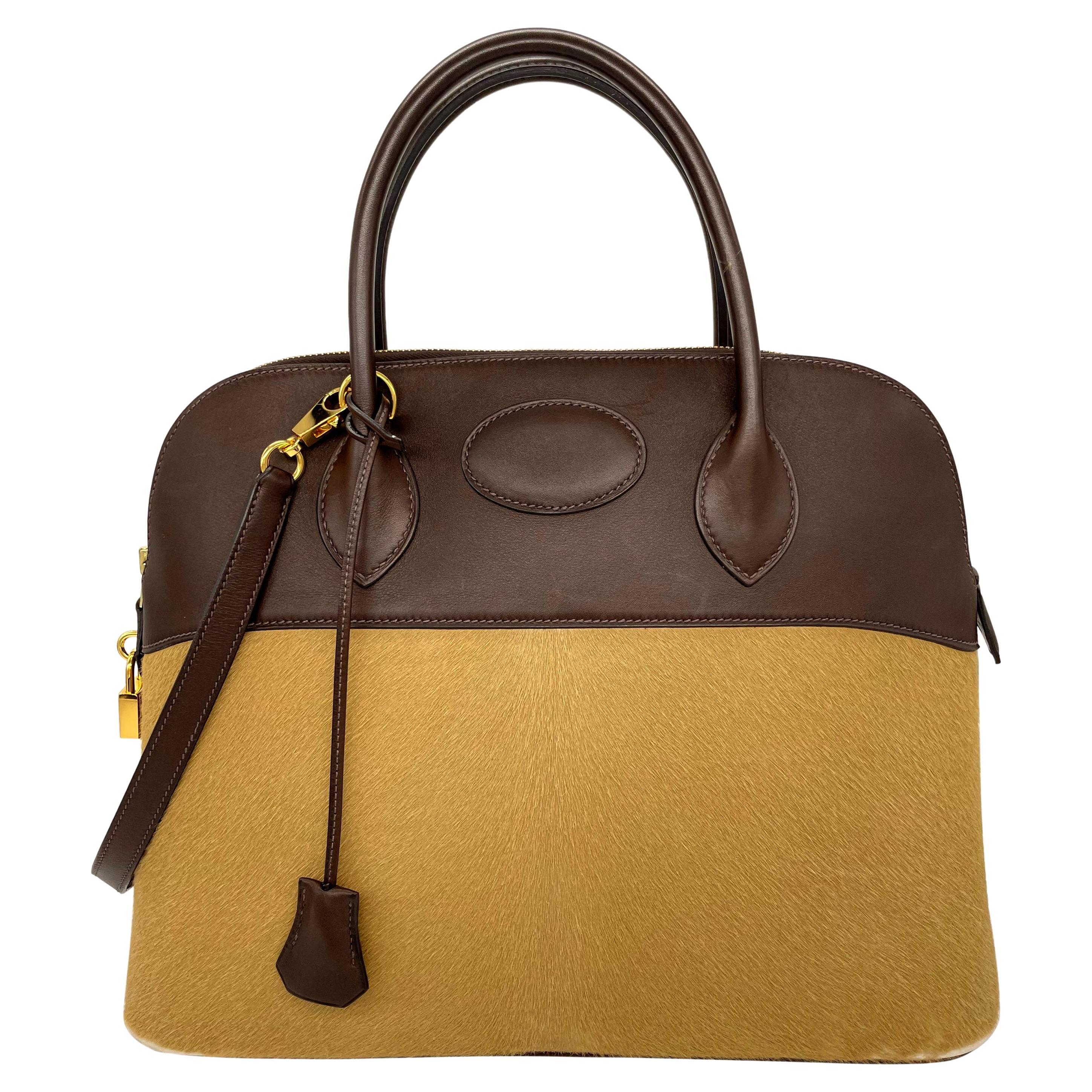 Hermès Limited Edition Ébene Evercalf & Troika Ponyhair Bolide Bag 35cm, 2007.