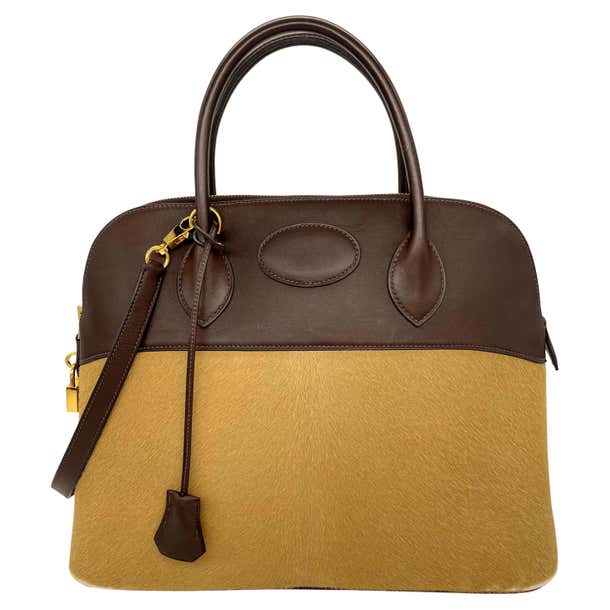 Hermès Limited Edition Ébene Evercalf and Troika Ponyhair Bolide Bag ...