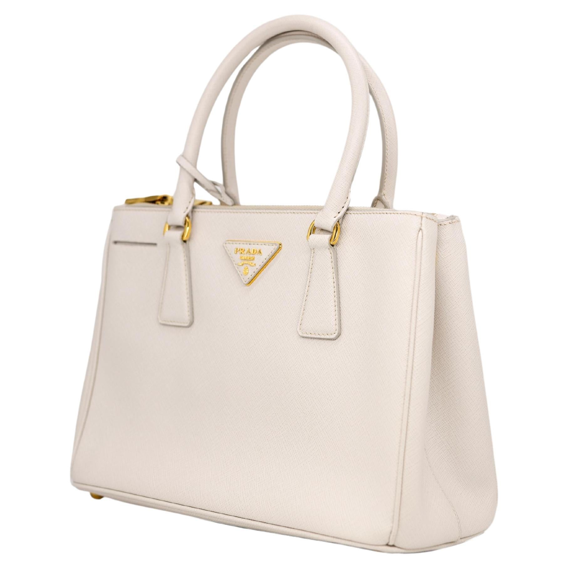 Prada White Galleria Saffiano Leather Medium Top Handle Shoulder Bag, 2020. The 