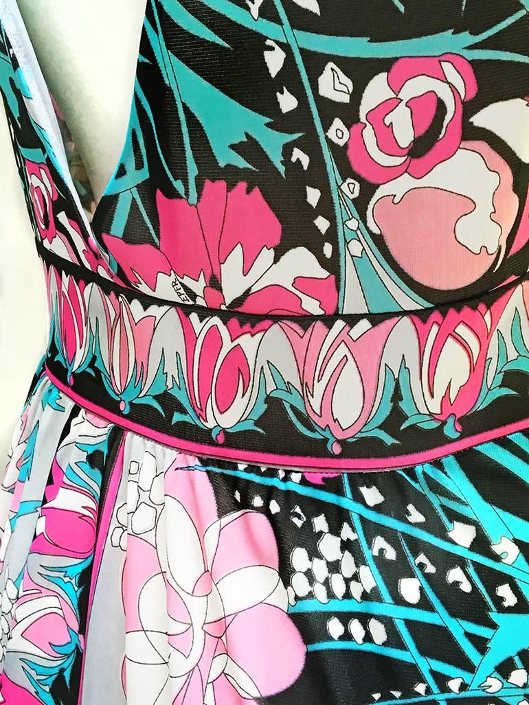 70s Emilio Pucci Noir Floral Slip  For Sale 4