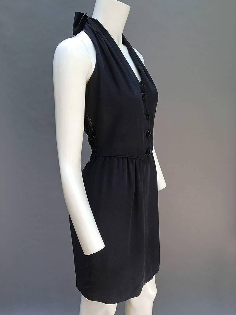 90s Valentino Vintage Black Tuxedo Dress For Sale 3