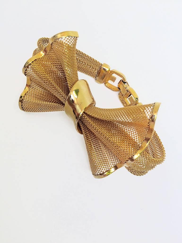 Women's or Men's 1980s Givenchy Vintage Tuxedo  Bow Mesh Bracelet For Sale