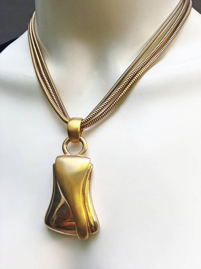 80s Givenchy Vintage Triple Chain & Pendant Modernist Necklace For Sale 2