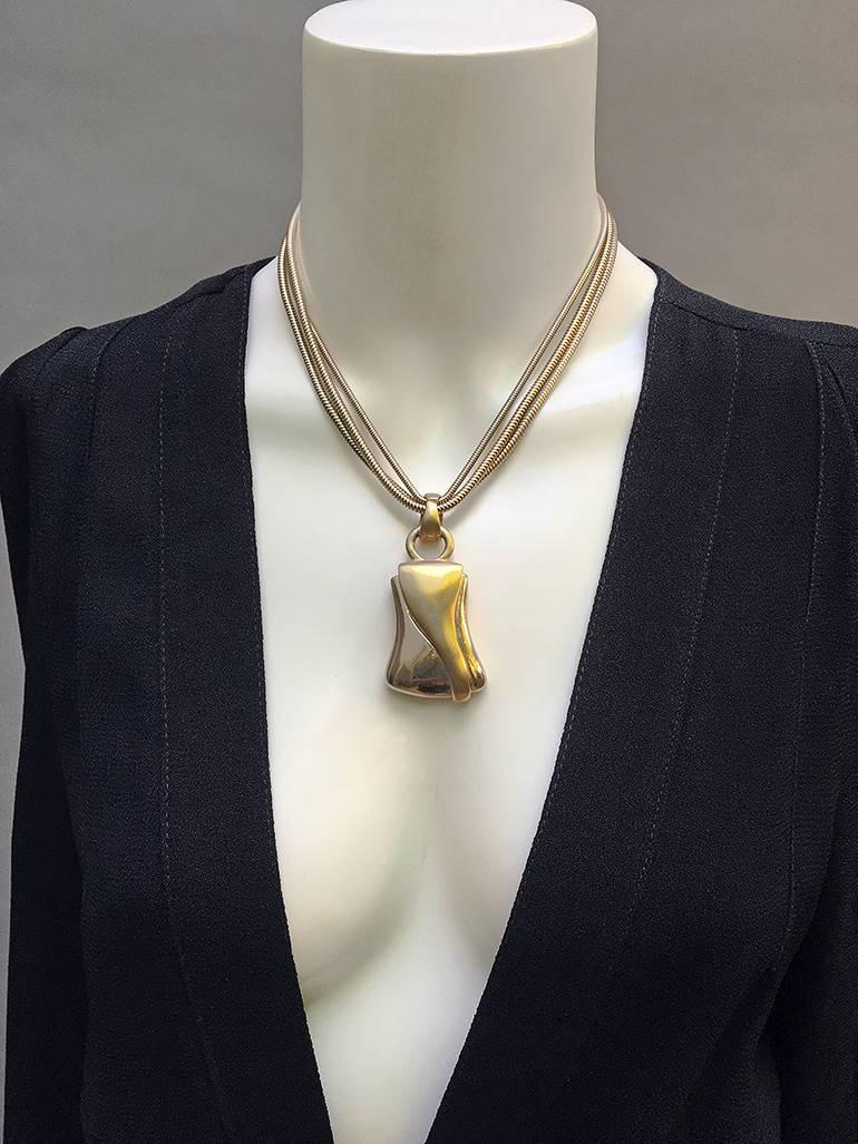 Women's 80s Givenchy Vintage Triple Chain & Pendant Modernist Necklace For Sale