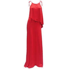 Vintage 70s Jersey Red Maxi Dress