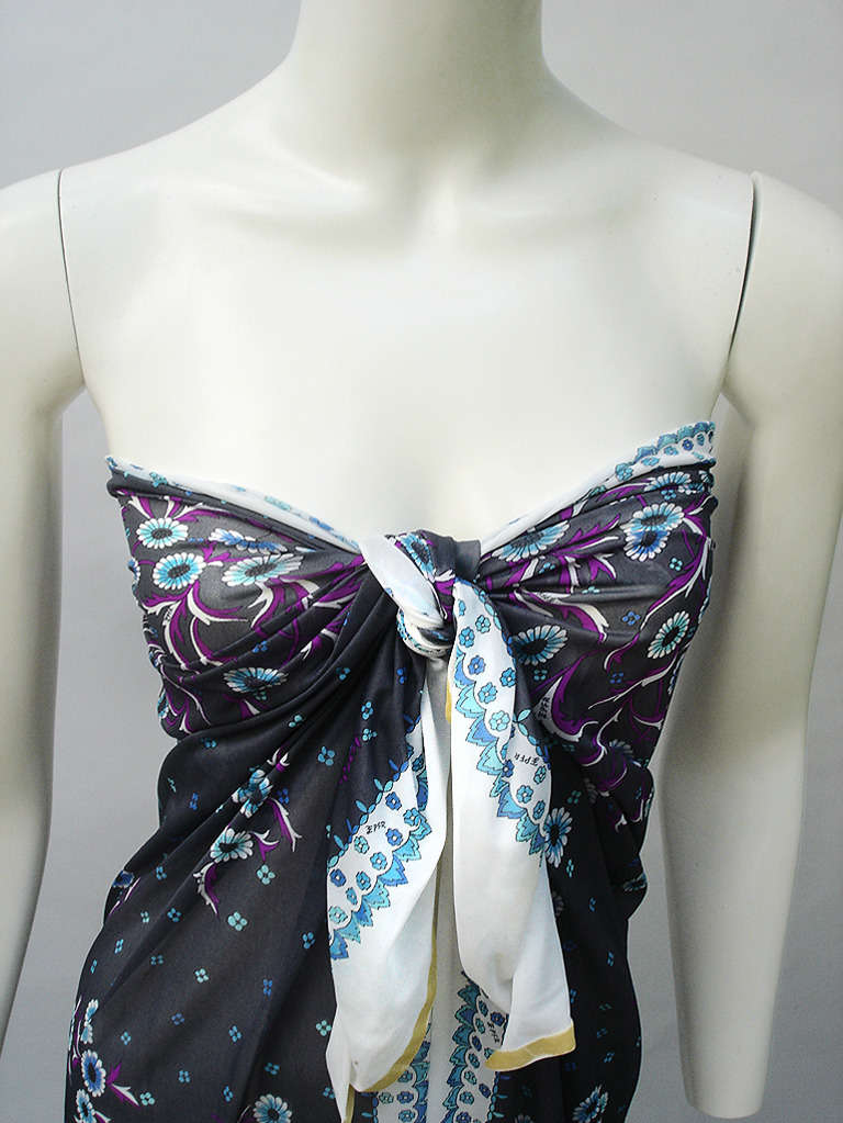 Black 1960s Emilio Pucci Fabric Panel Noir Floralette For Sale