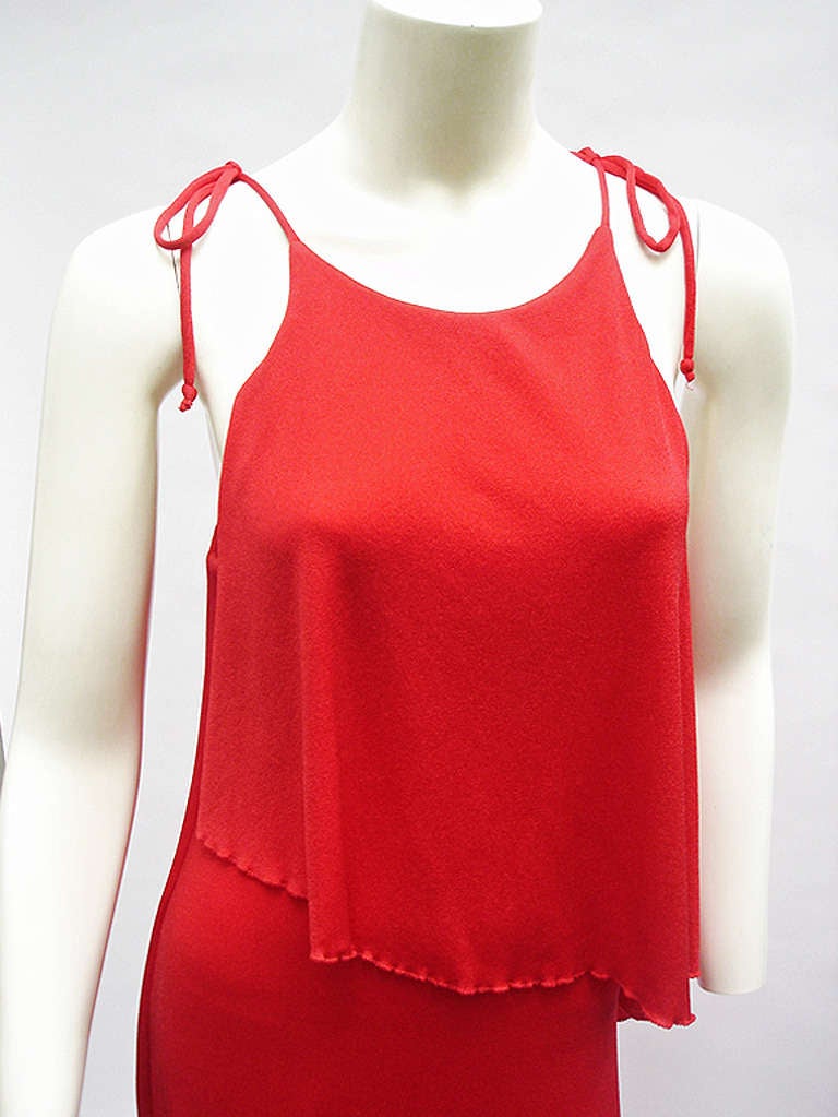 70s Jersey Red Maxi Dress