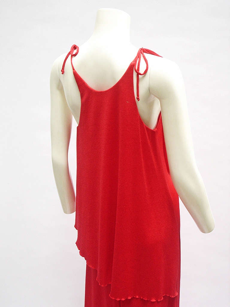 70s Jersey Red Maxi Dress In Excellent Condition For Sale In Miami Beach, FL