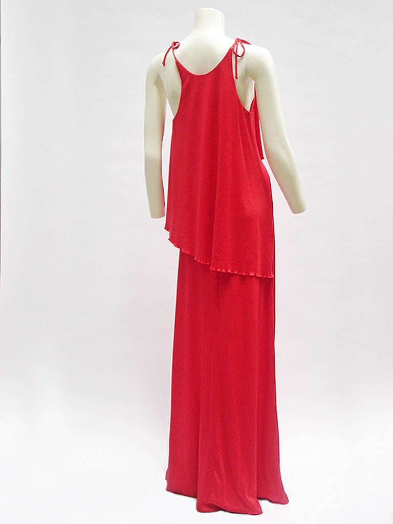 Women's 70s Jersey Red Maxi Dress For Sale