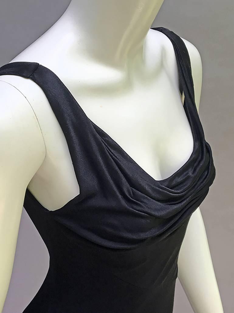 90s Gianni Versace  Vintage Black Silk Jersey Dress In Excellent Condition For Sale In Miami Beach, FL