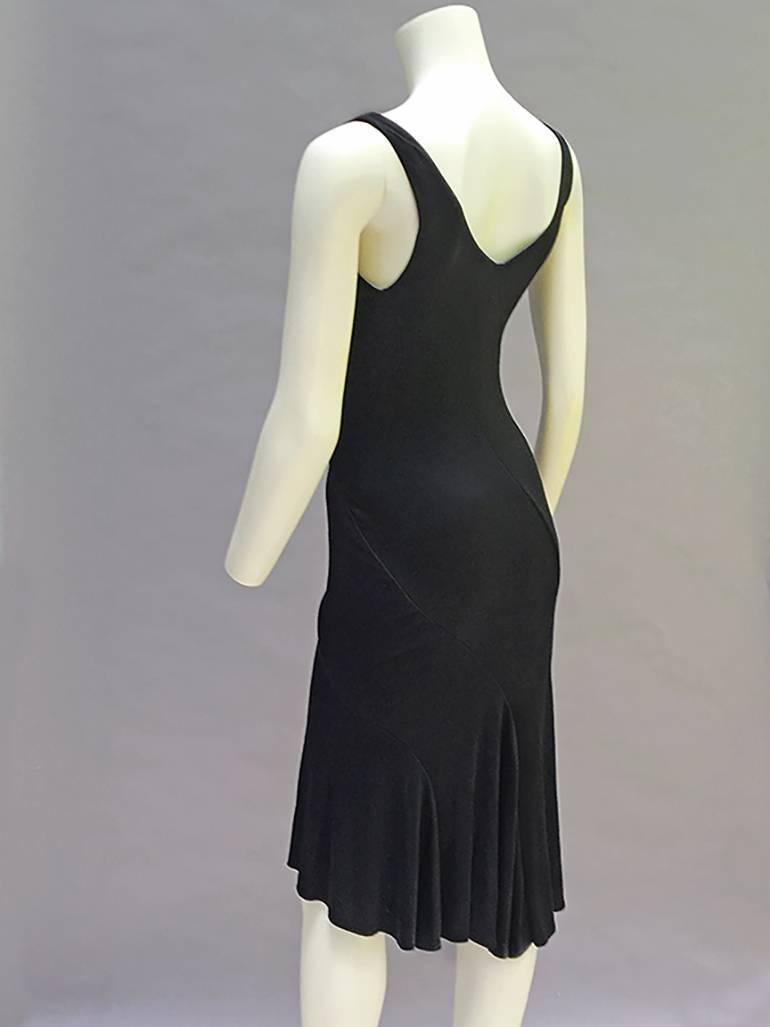 Women's 90s Gianni Versace  Vintage Black Silk Jersey Dress For Sale