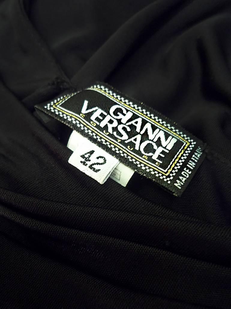 90s Gianni Versace  Vintage Black Silk Jersey Dress For Sale 3