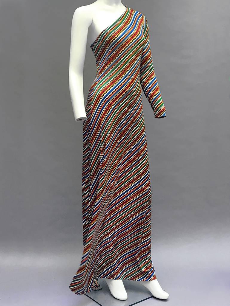 70s One Shoulder Maxi For Sale 3