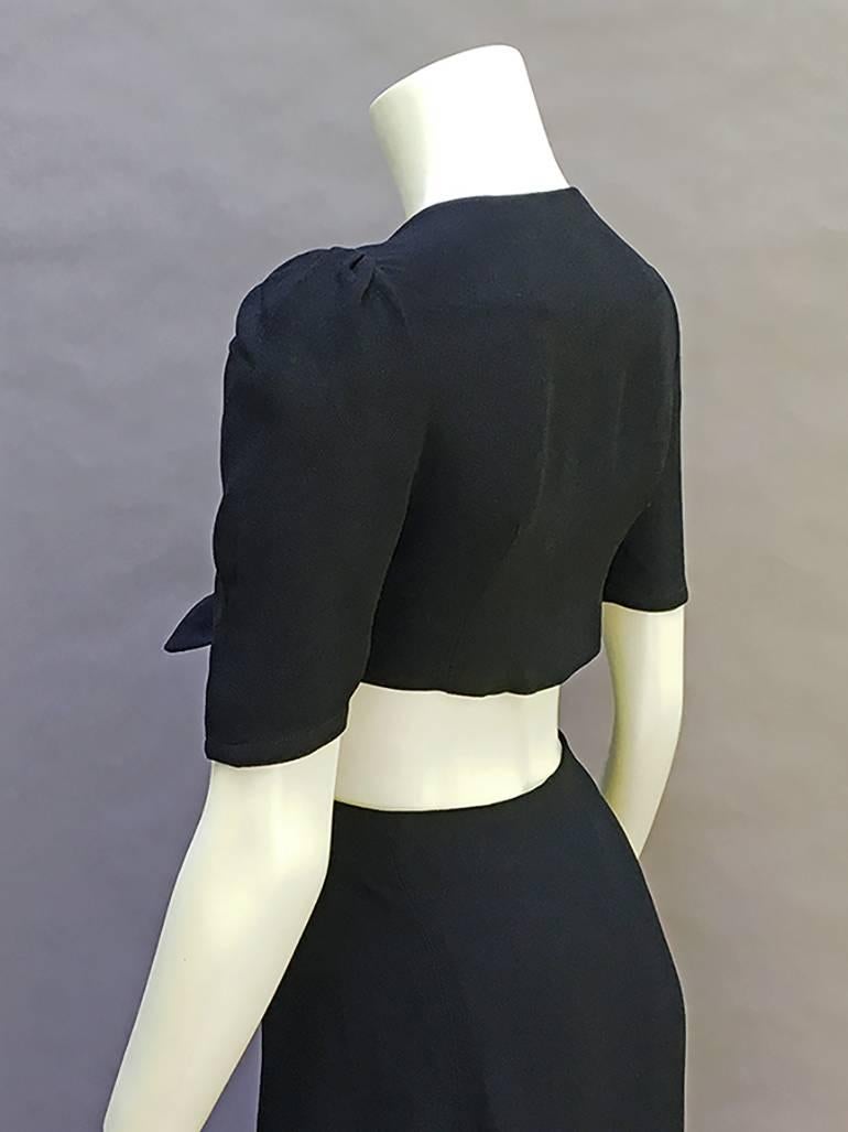 70s Ossie Clark Black Moss Crepe Set 2