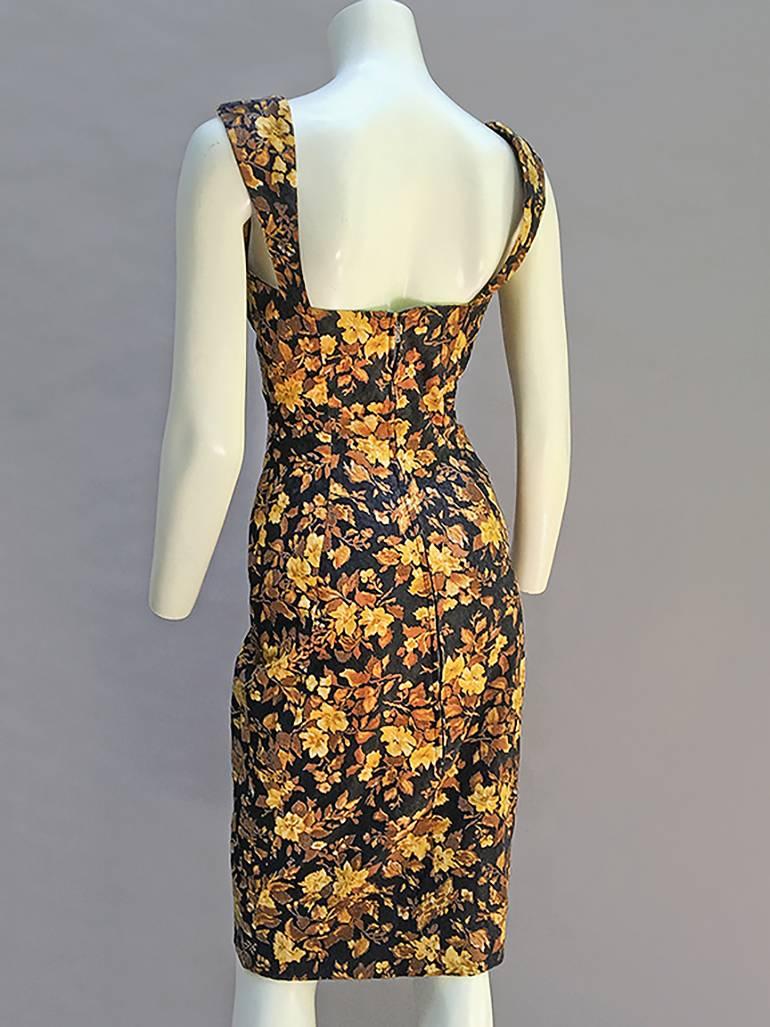 50s Estevez Floral  Damask Dress For Sale 2