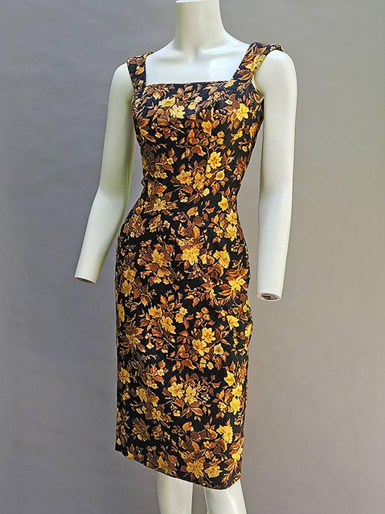 50s Estevez Floral  Damask Dress For Sale 3